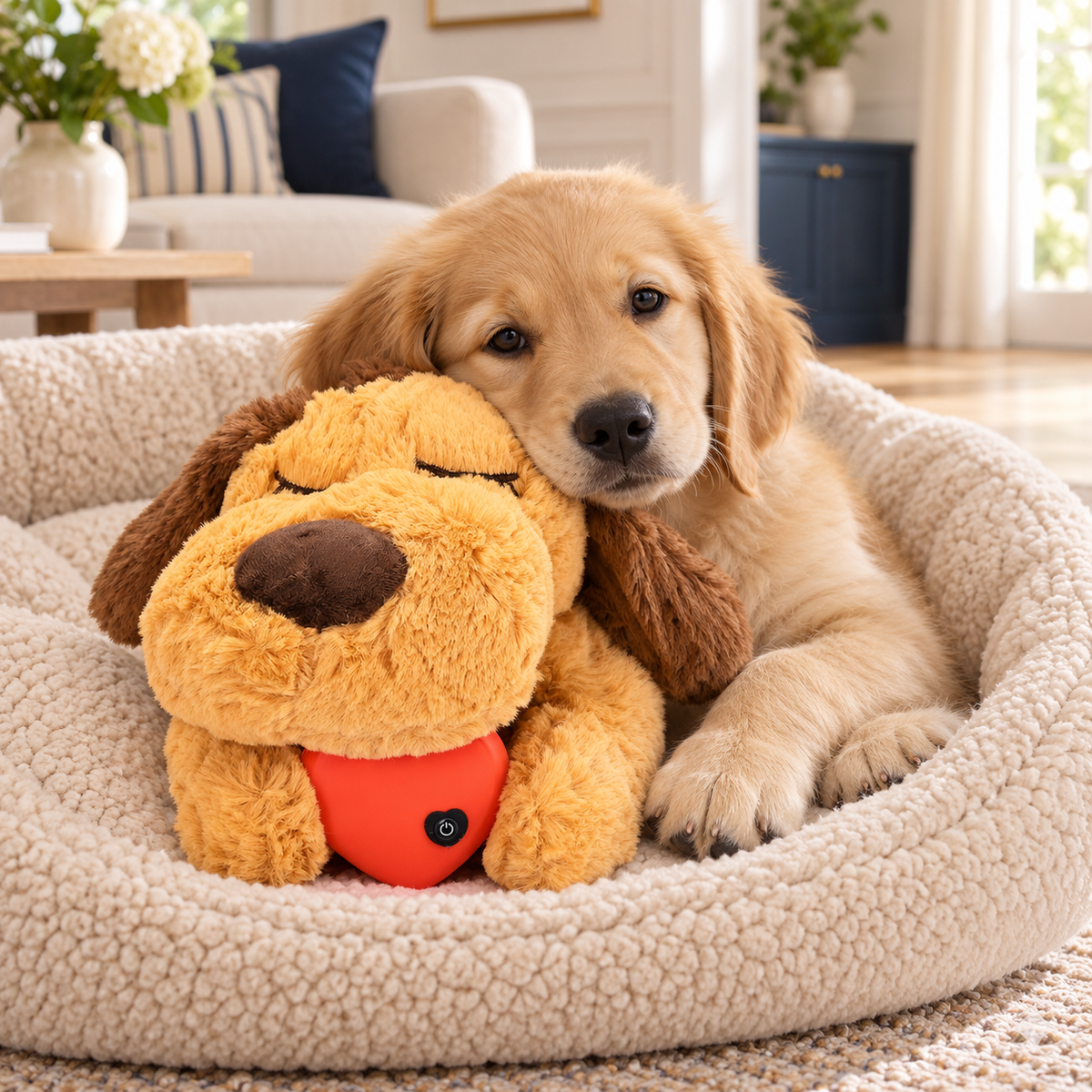 Peluche apaisante pour chien avec battements de cœur