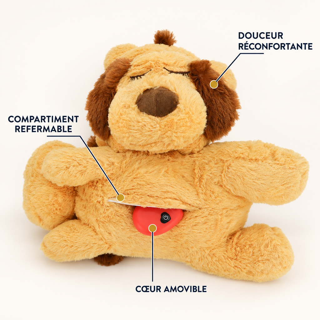 Peluche apaisante pour chien avec battements de cœur