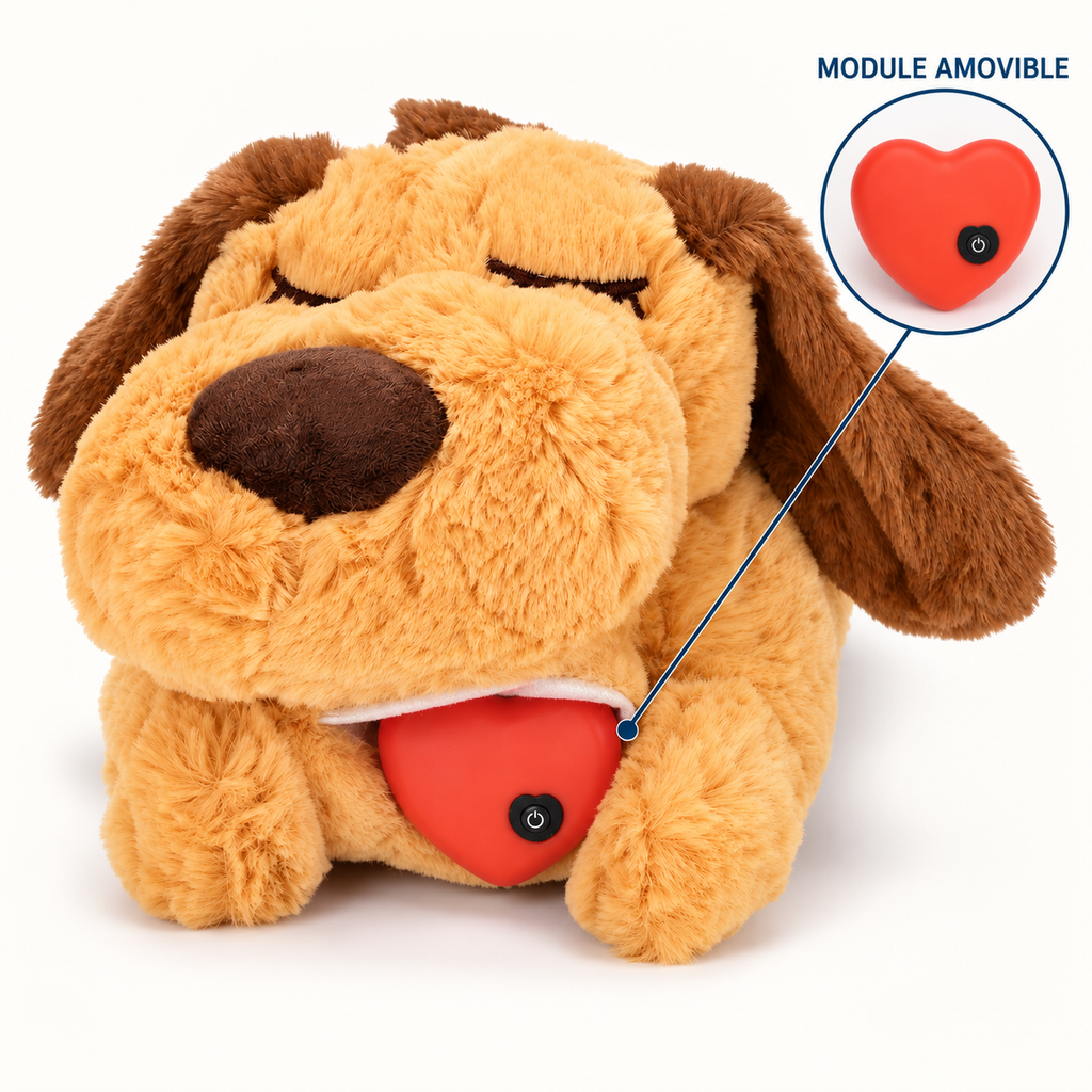 Peluche apaisante pour chien avec battements de cœur