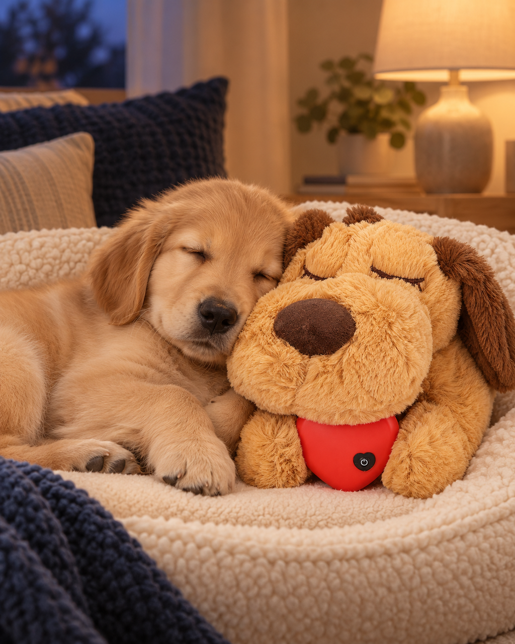 Peluche apaisante pour chien avec battements de cœur